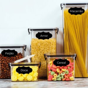 5 Potes Herméticos para Mantimentos Dispensa Armário Potes Acrílico